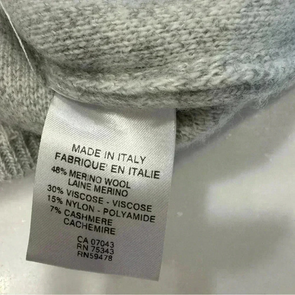 Bianco&blu Italian Marino wool & cashmere blend sweater gray & ivory size small - Picture 4 of 7